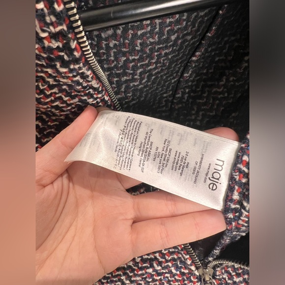 Maje Jacquard Robe Courte Trapez Mid-length Wool Dress size 1 - Picture 5 of 10